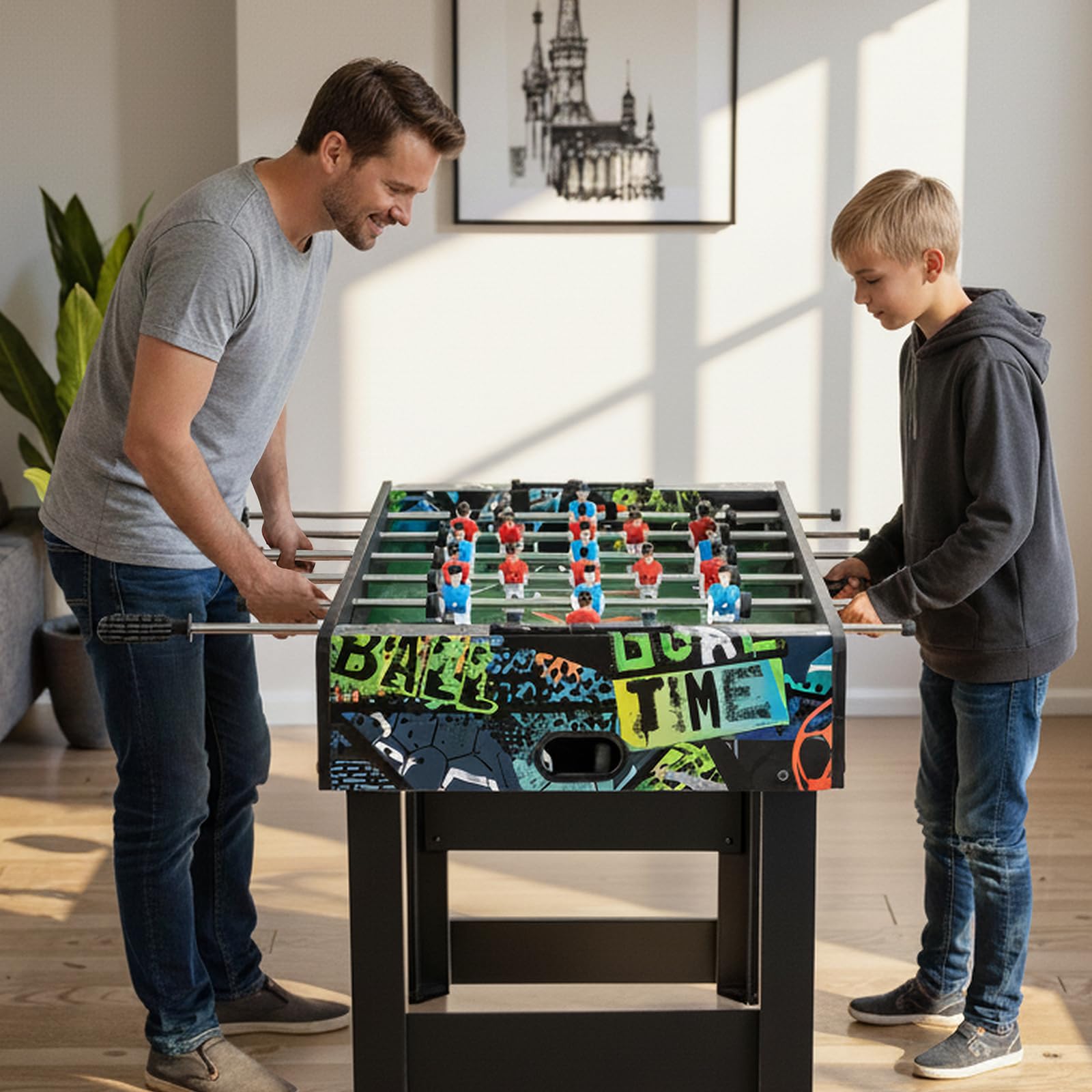 GOPLUS 2 en 1 Table Baby-Foot Enfant, Jeu de Foot avec Compteur de Score, 2 Balles, Pieds Amovibles pour Adultes et Enfants, Jeu d'Arcade de Football pour Salle de Jeux, Fêtes, 94 x 51 x 69 cm