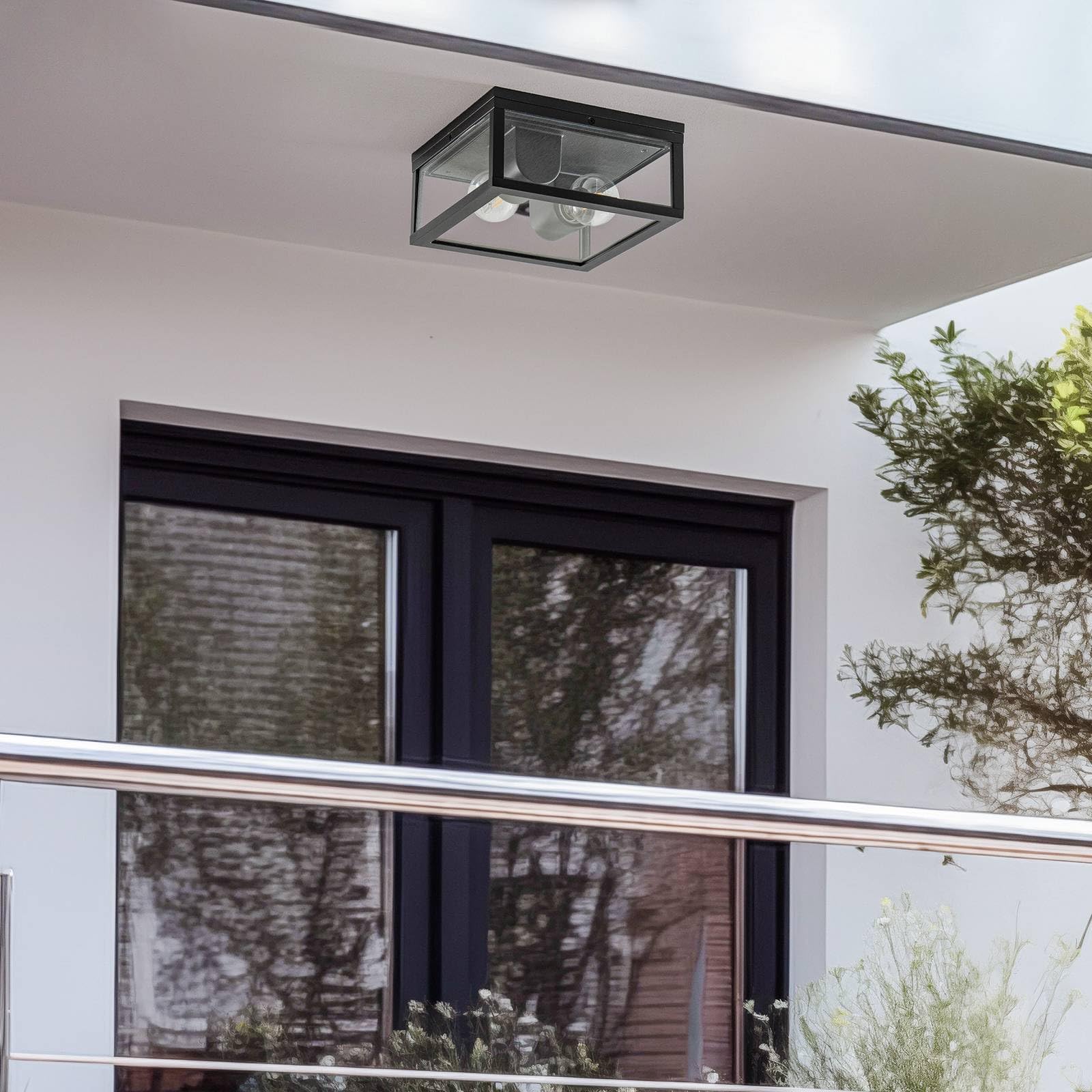 Lindby Plafonnier Kremena à intensité variable Noir Aluminium 2 lampes E27 saillie