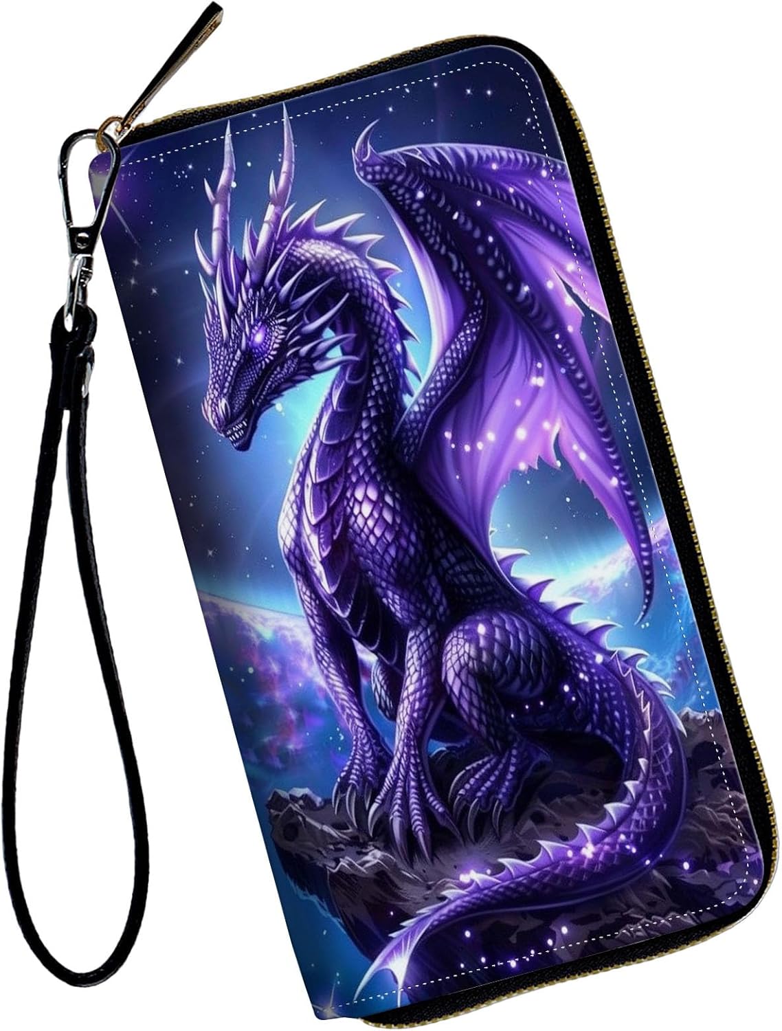 Women Wallets,Large Capacity Clutch Purse for Women Ladie Men Wallet Clearance Credit Card Holder PU Leather Handbag Clutch Purse-Purple Dragon