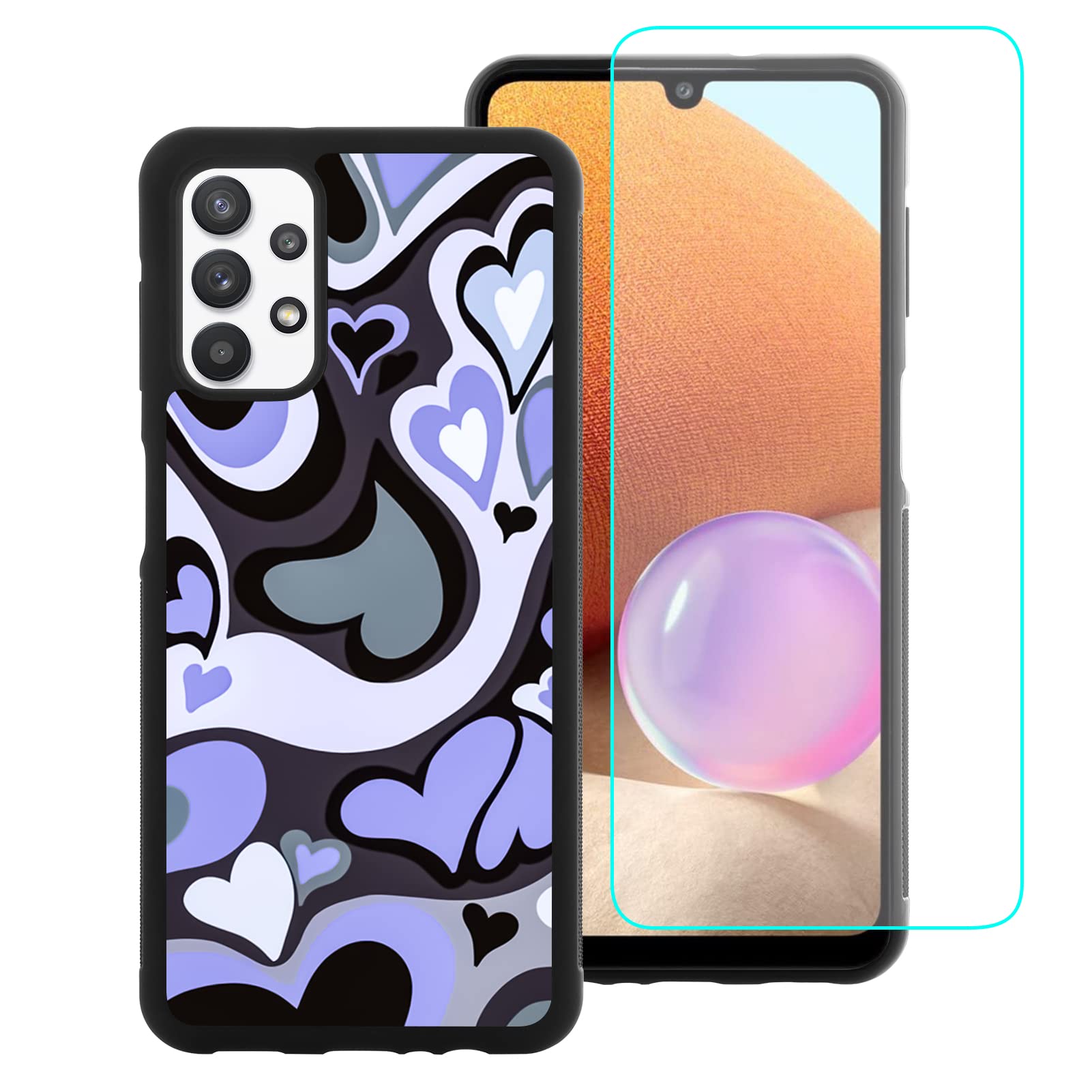 Compatible with Samsung Galaxy A32 Case,Anti Slip Shockproof Protective Case for Samsung Galaxy A32 (Purple Heart)