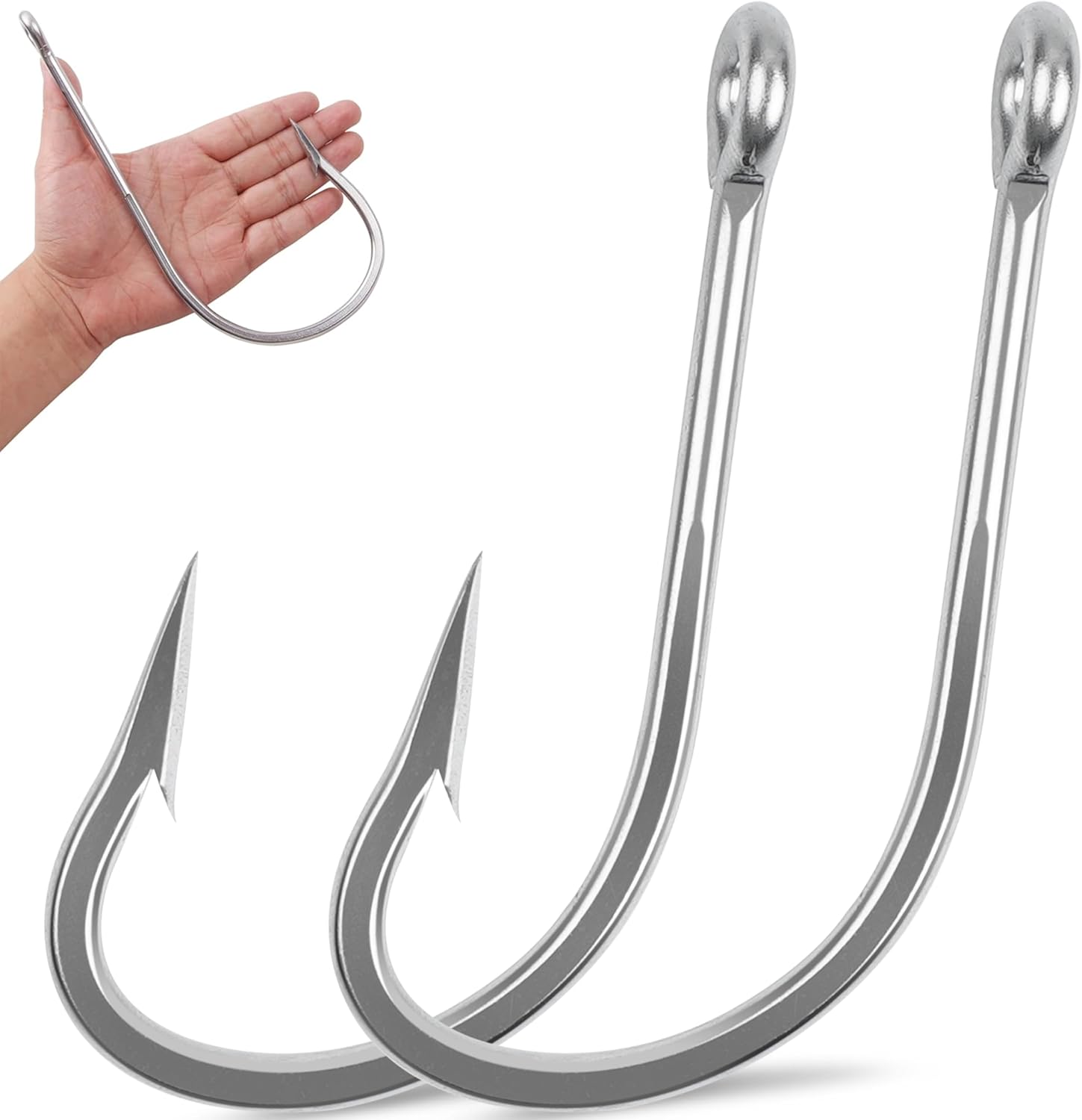 Saltwater Large Giant Shark Alligator Fishing Hooks Big Game Stainless Steel J Fishing Hooks Extra Strong Large Fish Hooks for Tuna Swordfish Catfish Size 5/0-20/0