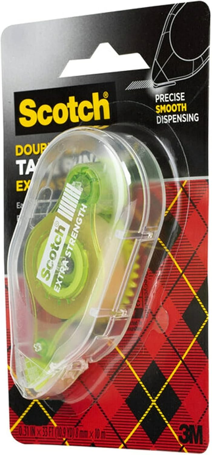 Scotch Adhesive Roller Extra Strength .31 in x 33 ft, Green Dispenser, Great for Home, Office and School Projects (6055-ES)