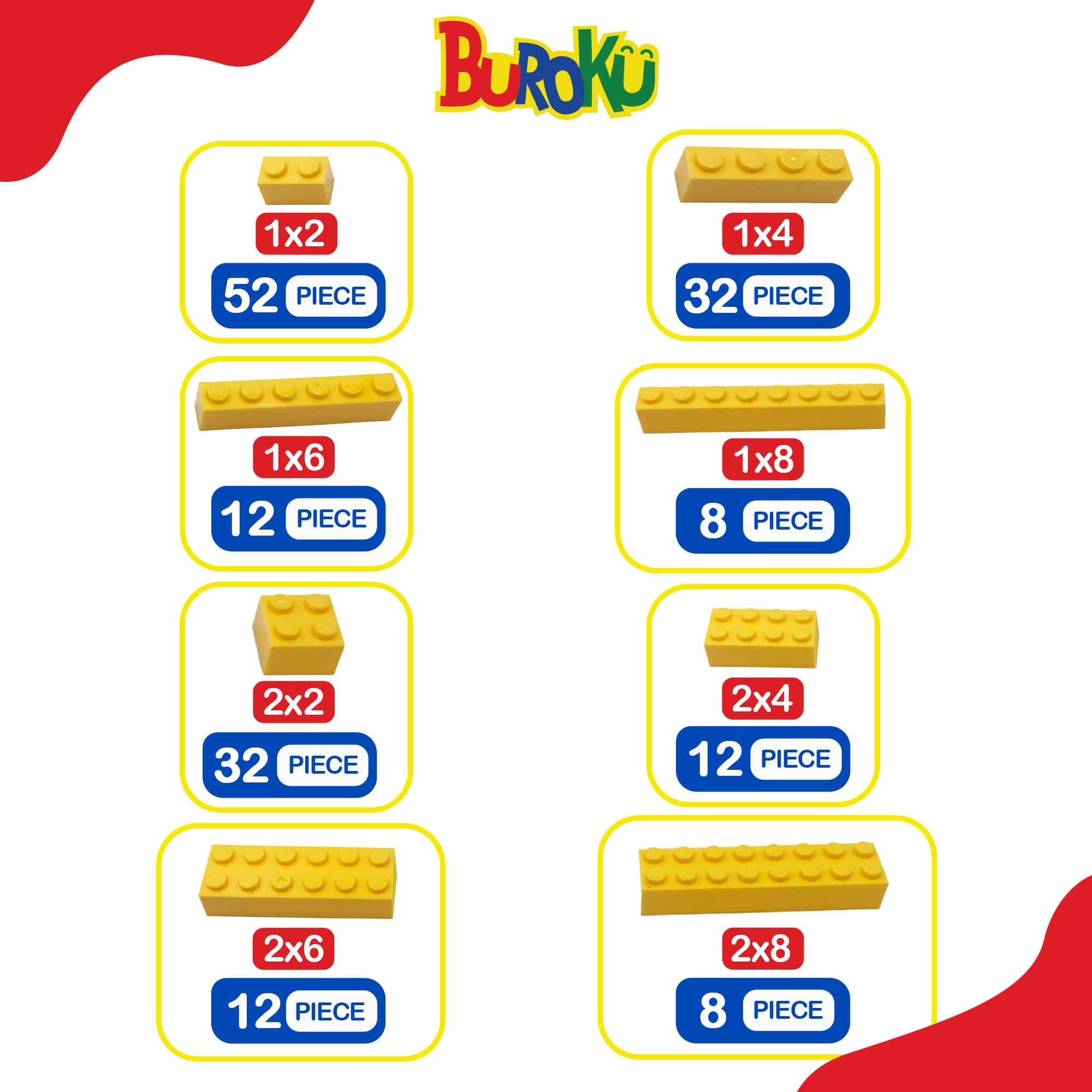 Yellow Set – 165 Mattoncini Da Costruzione Gialli, Grandi Misure, Compatibili Con Lego Classic