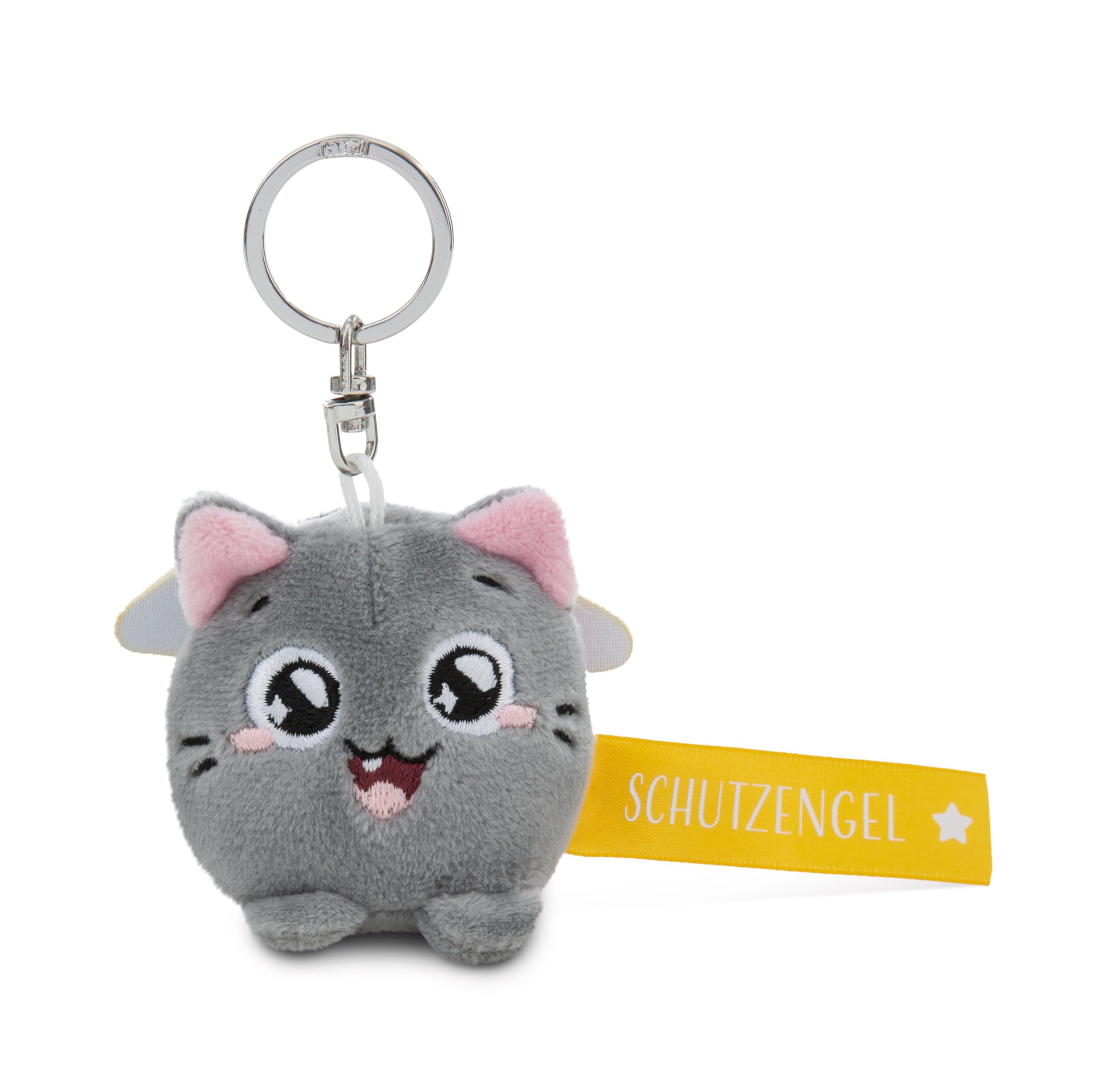 NICI Key Ring Cat Guardian Angel 5 cm Grey Loyal Companion for Backpack or Bag, Key Holder for Small and Large | 62055