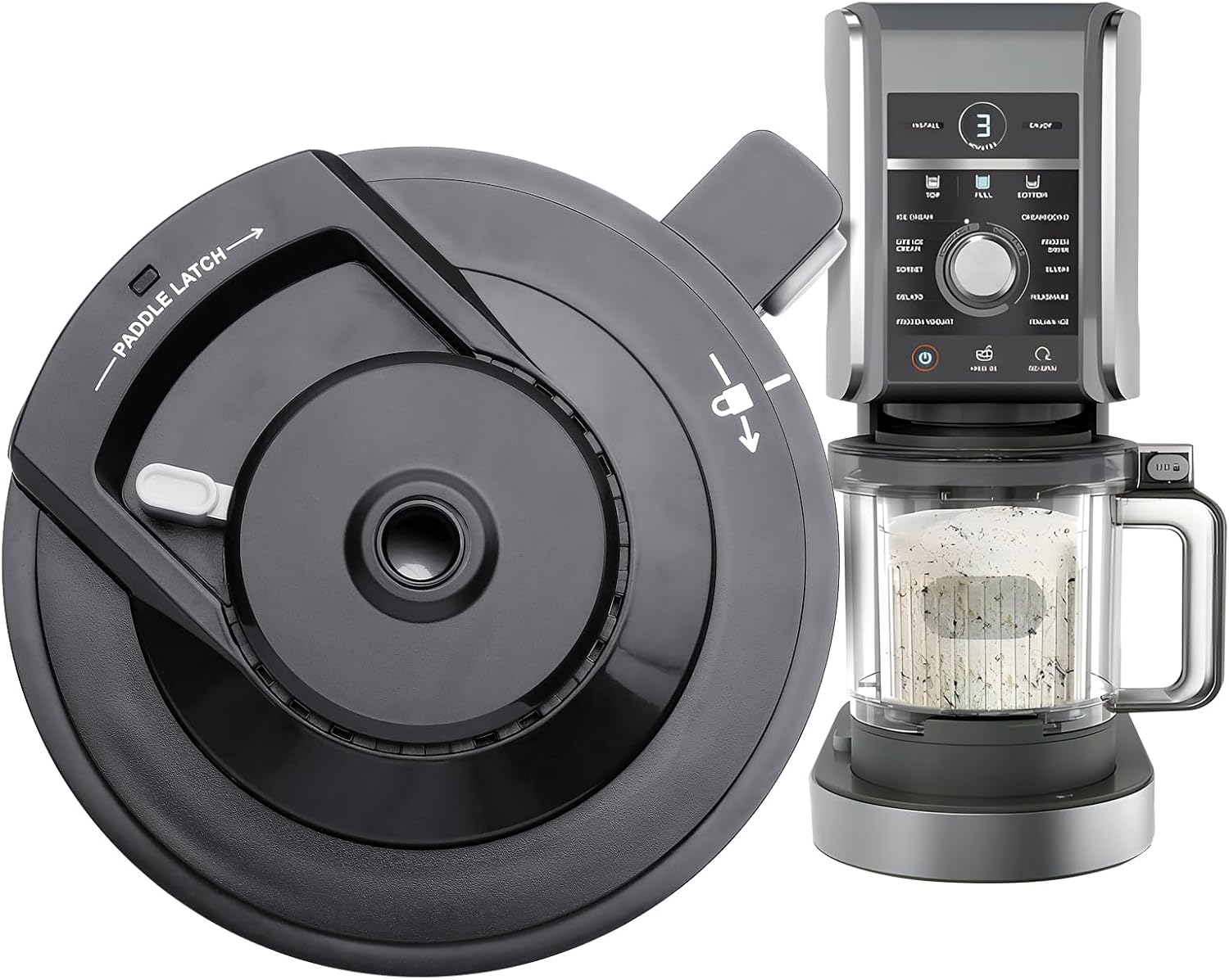 Outer Bowl Lid for Ninja Creami Deluxe Ice Cream Makers, Reusable Creami Deluxe Replacement Lid Compatible with NC500/NC501/Series(NO Paddle) Ninja Creami Replacement Parts