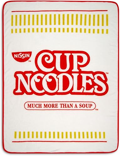 Nissin Cup Noodles - Manta de microfelpa con logotipo de fideos, manta de forro polar súper suave, acogedora funda de sherpa para sofá y cama,
