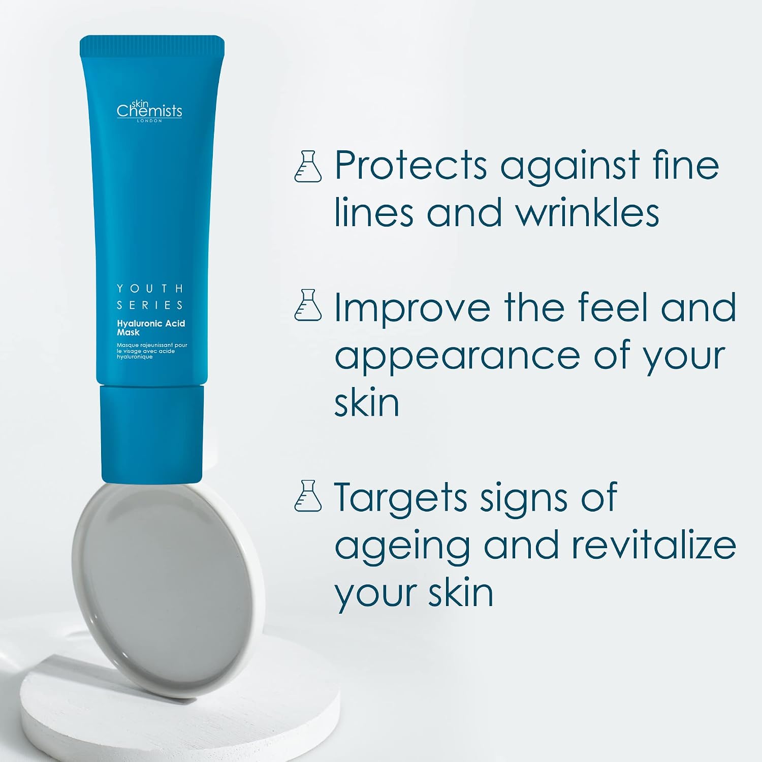 skinChemists 1% Hyaluronic Acid Mask - Deep Hydration & Plumping for Radiant Skin, White, 50 g (Pack of 1) - Image 4