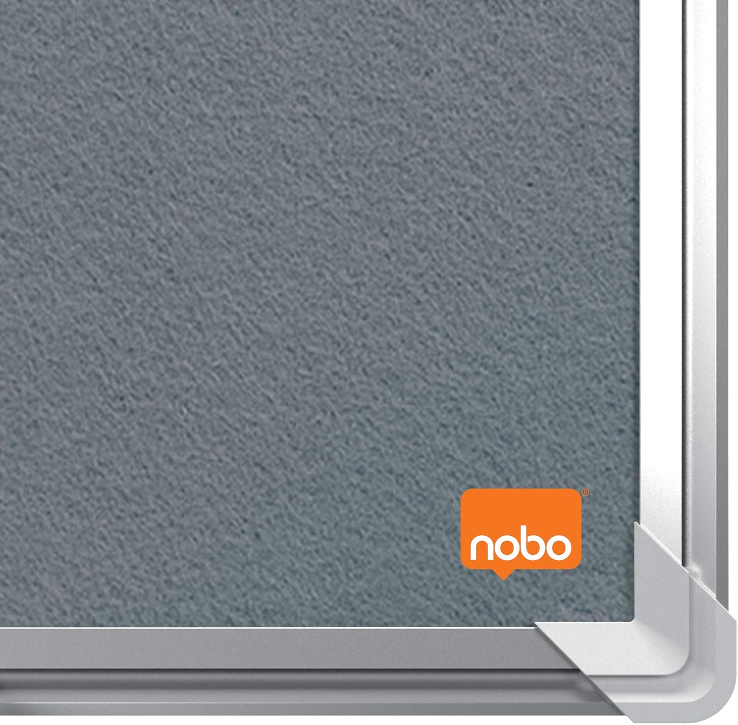 Nobo Felt Notice Board, 900 x 600 mm, Aluminium Trim, Corner Wall Mounting, Premium Plus, Grey, 1915195