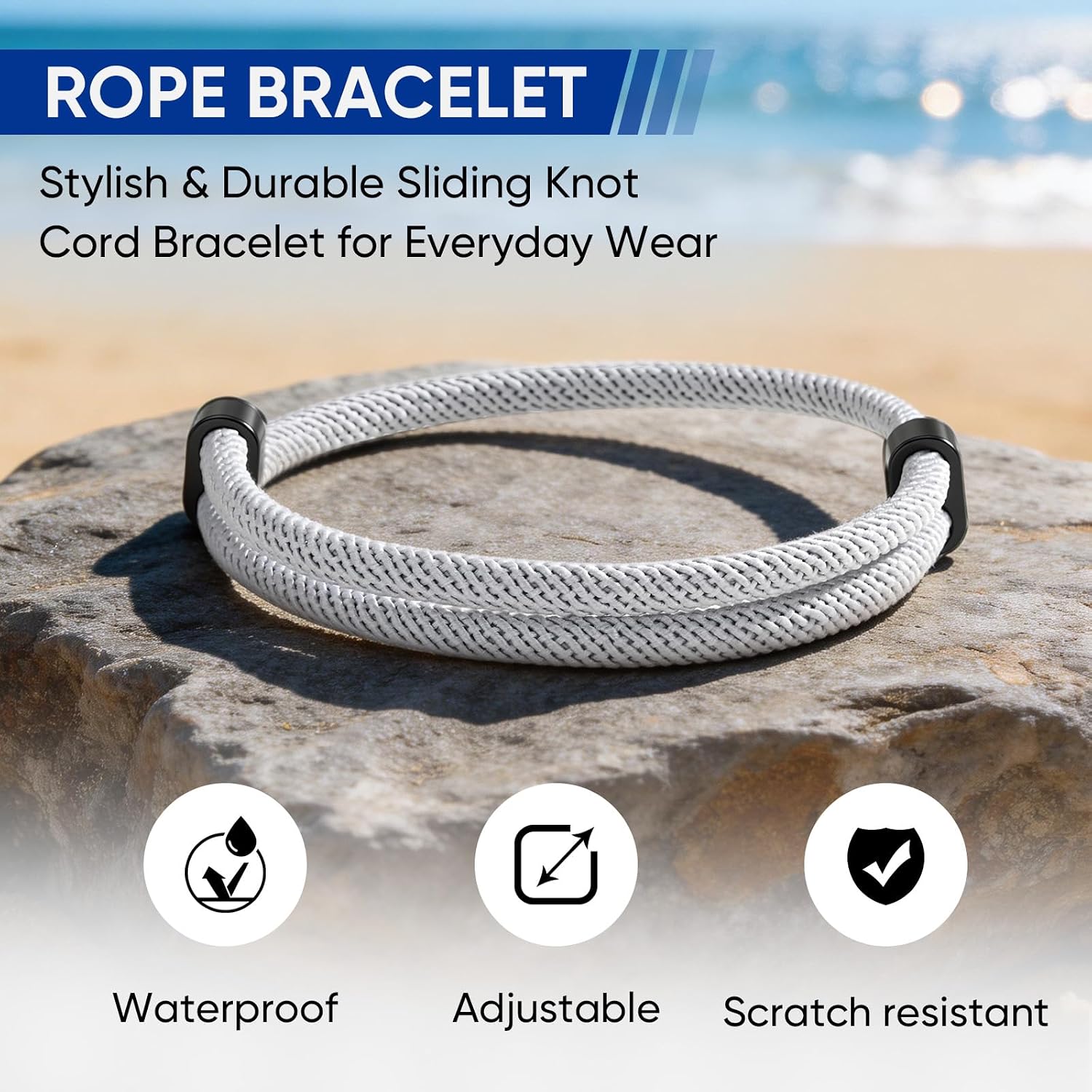TempBeau Nautical Braided Rope Bracelet Set for Men and Women, 1/2/3/4/5/6/10 Pcs Adjustable Braided Cord String Bracelets, Handmade Marine-Inspired Bracelet with Metal Knot, Gift for Him Her image 2