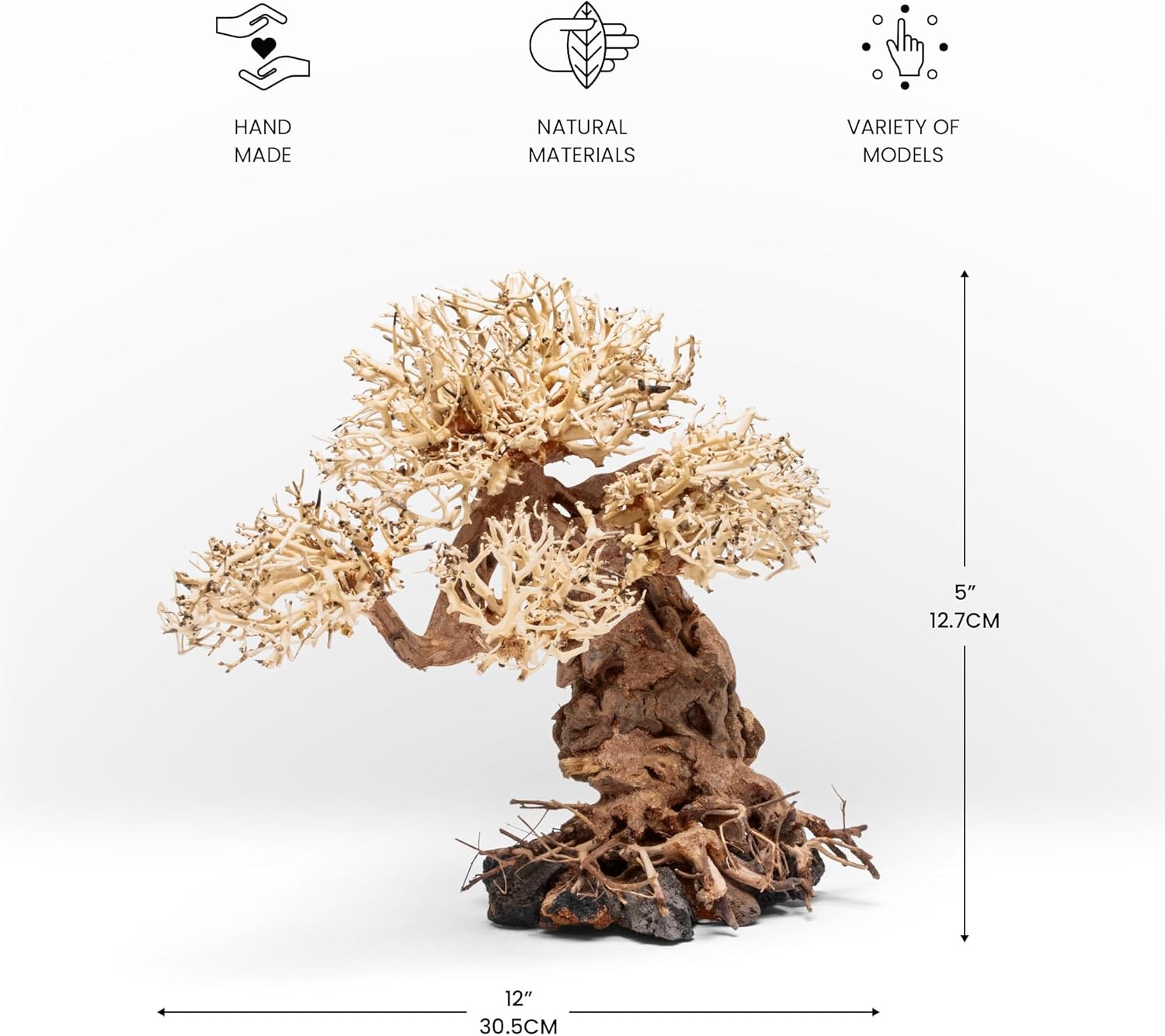 Ultum Nature Systems Bonsai - Handcrafted Hardscape Driftwood for Aquarium, Terrarium, Vivarium, Natural Aquascape Hardscape Decorations, Aquascaping Hardscape for Live Aquatic Plants - 012, Medium