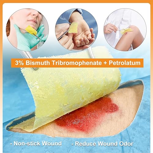 Miniatura 5 de Carbou Apósito de Petrolato Xeroform Médico de 4"x4", Almohadillas de Gasa No Adherentes, Parche de Gasa de Malla Fina Suave para Cuidado de