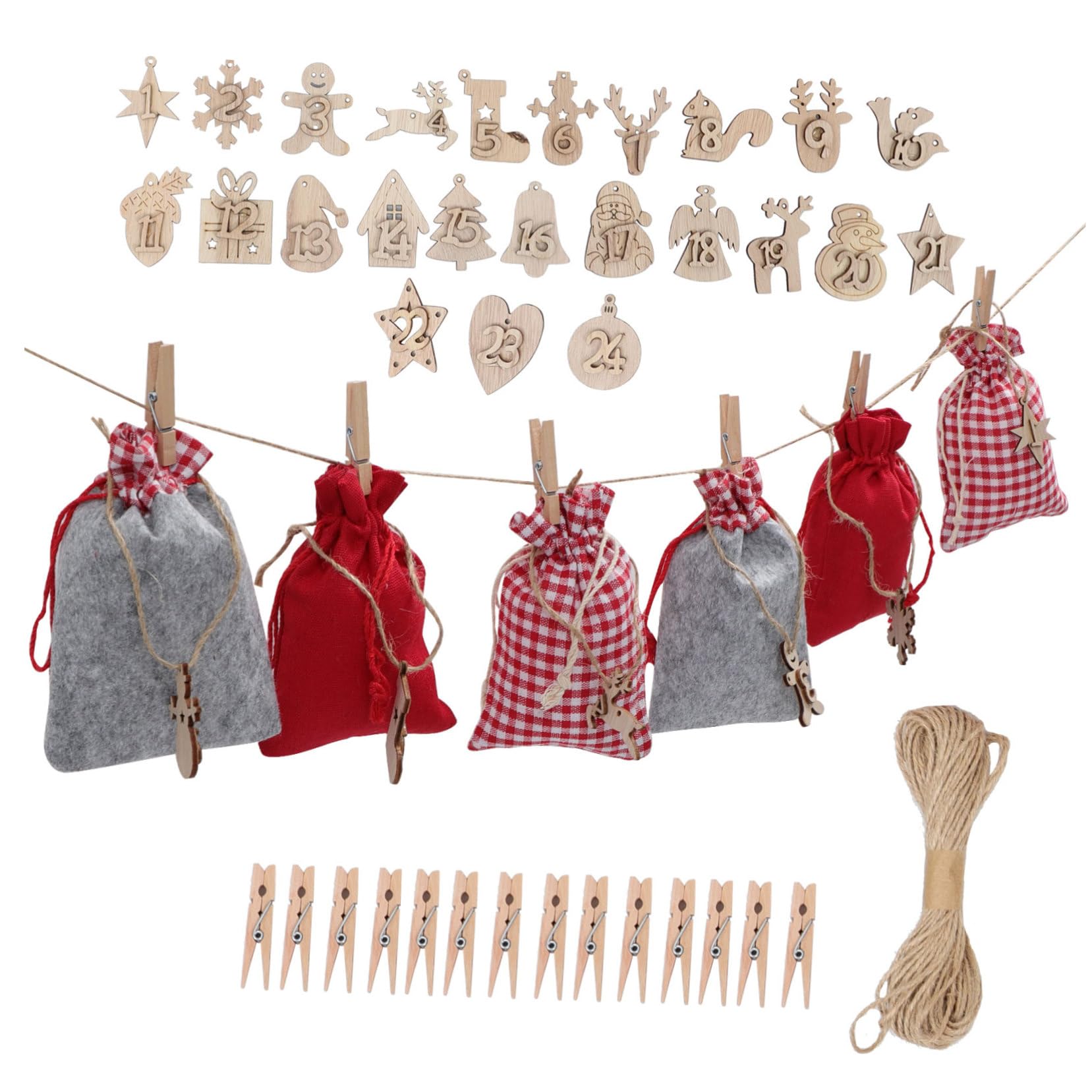 Adventskalender Säckchen mit Kordelzug Geschenktüten für Weihnachtsgeschenkbehälter Aufbewahrungstüten für Geschenke