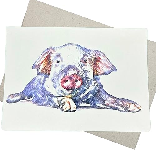 Whitman and Daughter Bonita tarjeta de cerdo con sobre (7 x 5 pulgadas, 1 tarjeta, interior en blanco) para cumpleaños, invitación de fiesta de