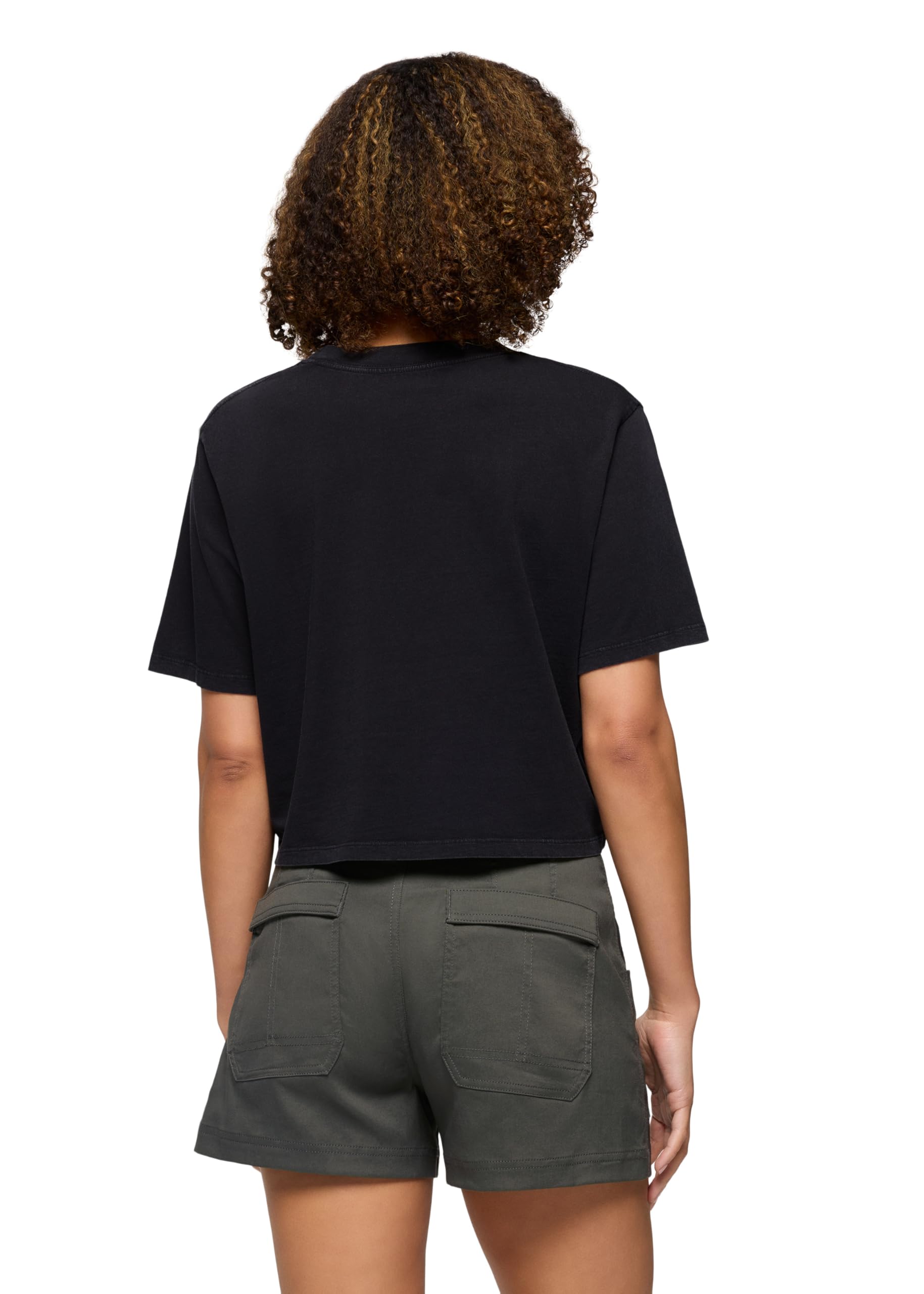 prAna Damska koszulka Crop Tee, czarna, M, Czarny, M