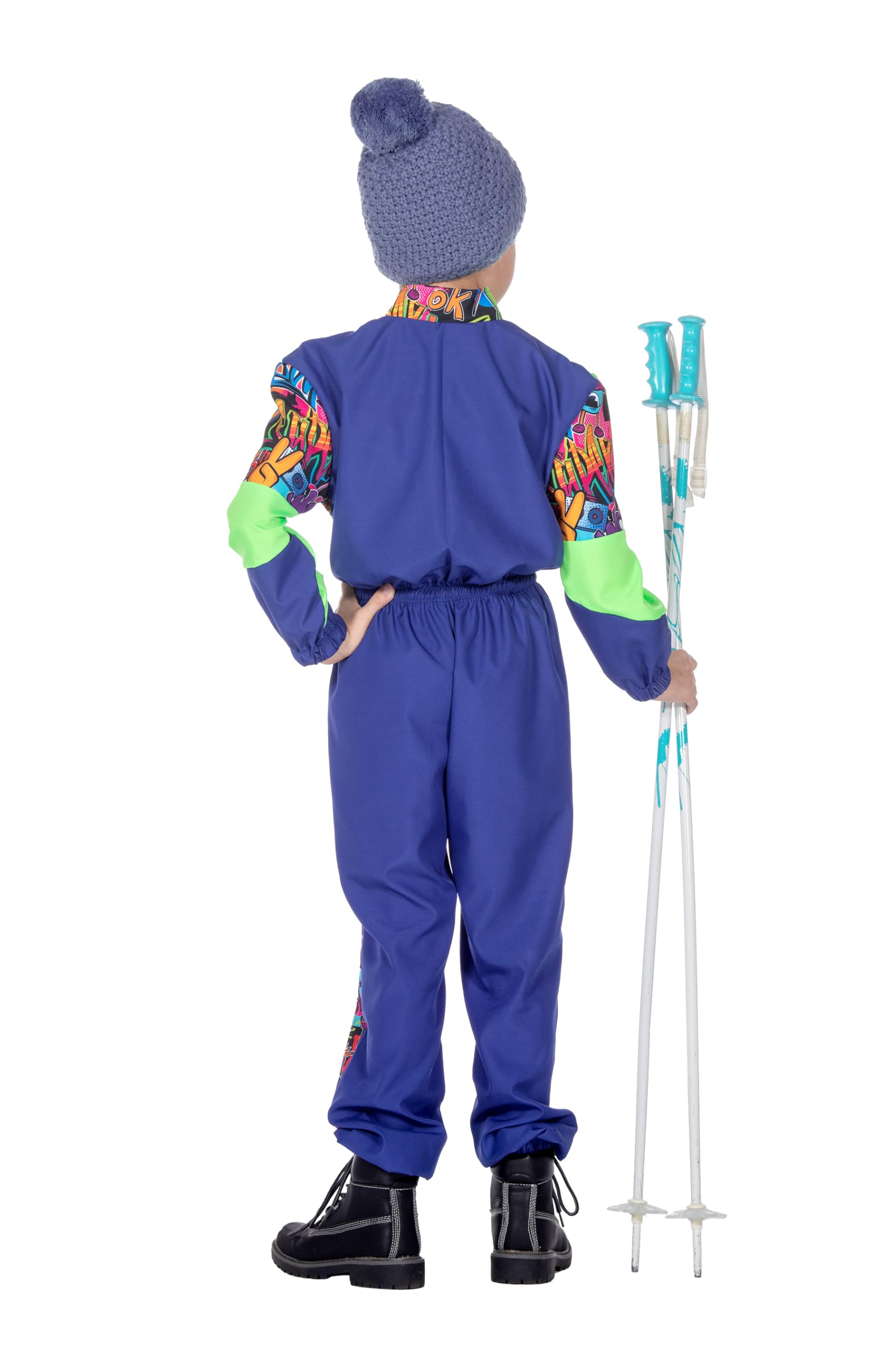WILBERS & WILBERS 3492 - Costume da bambino tuta da sci retrò con stampa anni '80, tuta da sci sportiva, tuta da neve