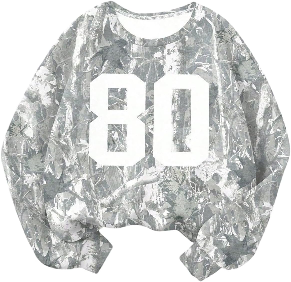 OYOANGLE Girl's Number Camo Print Jersey Sweatshirts Long Sleeve Loose Pullover Top Streetwear