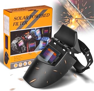 GNI Auto-Darkening Foldable Welding Helmet - Solar Powered True Color Vision for MIG TIG Stick Beginners