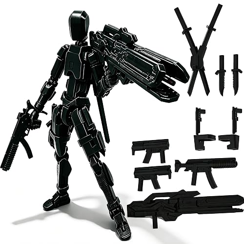 Dumwick Assembly Completed Titan 13 Action Figure Set,Lucky Robot 13 Action Figures with Multiple Accessories,Creative Gifts Desktop Decorations (Black-1[)