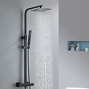 Colonna Doccia Termostatica Con Display Digitale - 4 Funzioni, Soffione 29x20cm - Nero - Foto 3