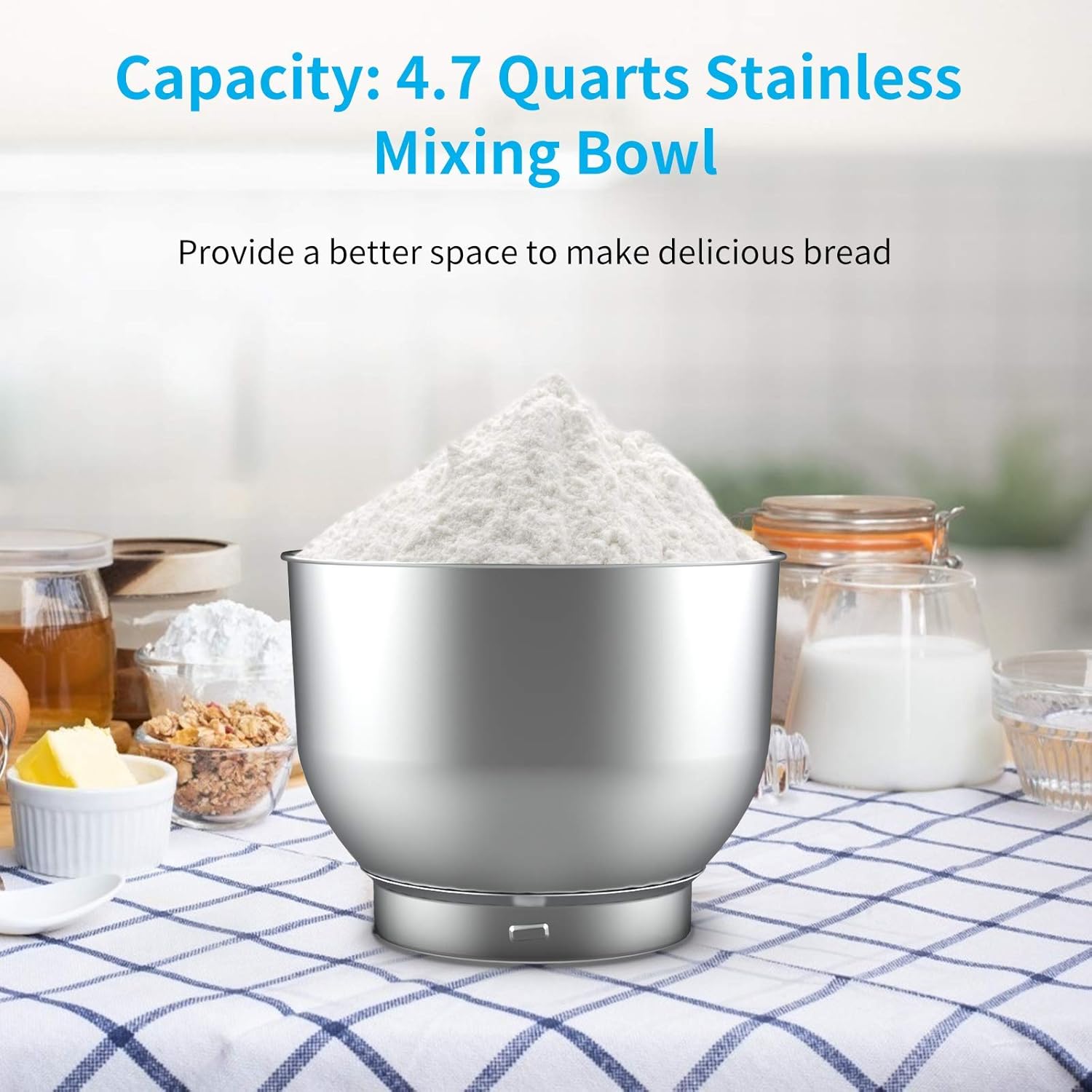 KUPPET Stand Mixer, 8-Speed Tilt-Head Electric Food Stand Mixer with Dough Hook, Wire Whip & Beater, Pouring Shield, 4.7QT Stainless Steel Bowl - Black