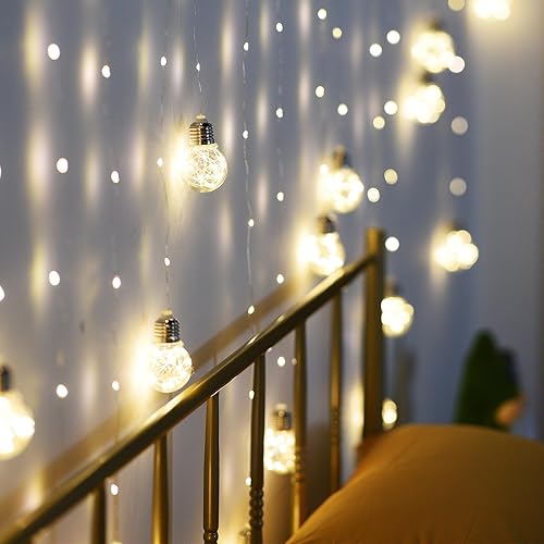 Miniatura 6 de Dailyart Wishing - Luces de cortina de bola de 300 luces LED para ventana, funciona con USB  pilas con luces remotas para dormitorio, pared,