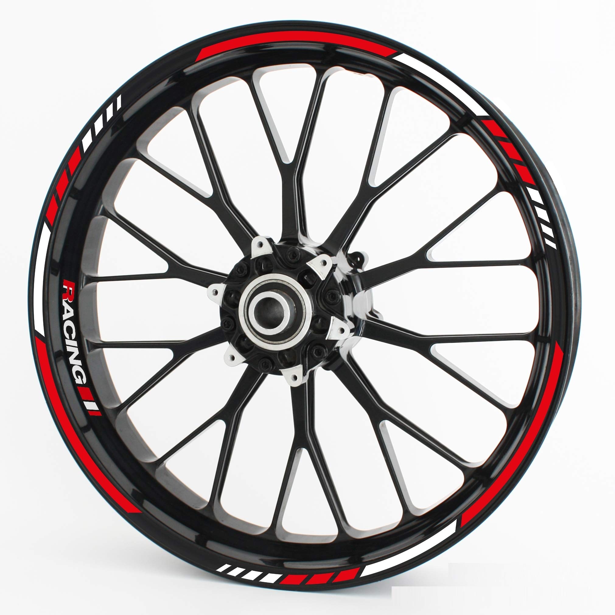 Felgenrandaufkleber RS - Komplettset für 15" 16" 17" 18" 19" - Farbe & Design wählbar - Rot, Design 2