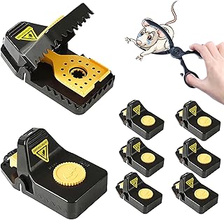 Mouse Traps,8 Packs Mouse Traps Indoor and Outdoor,Quick Killing and Sanitary Rat Traps,Safe and Reusable,Easy to Clean and Durable Mouse Traps,for Living,Room,Kitchen,Garden,with Plastic Tweezer