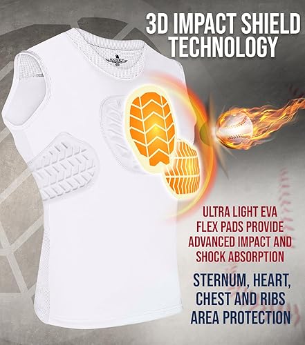 Miniatura 2 de Exxact Sports Baseball Chest Protector - Youth Padded Compression Shirt, Softball Chest Protector Football Sternum Protection