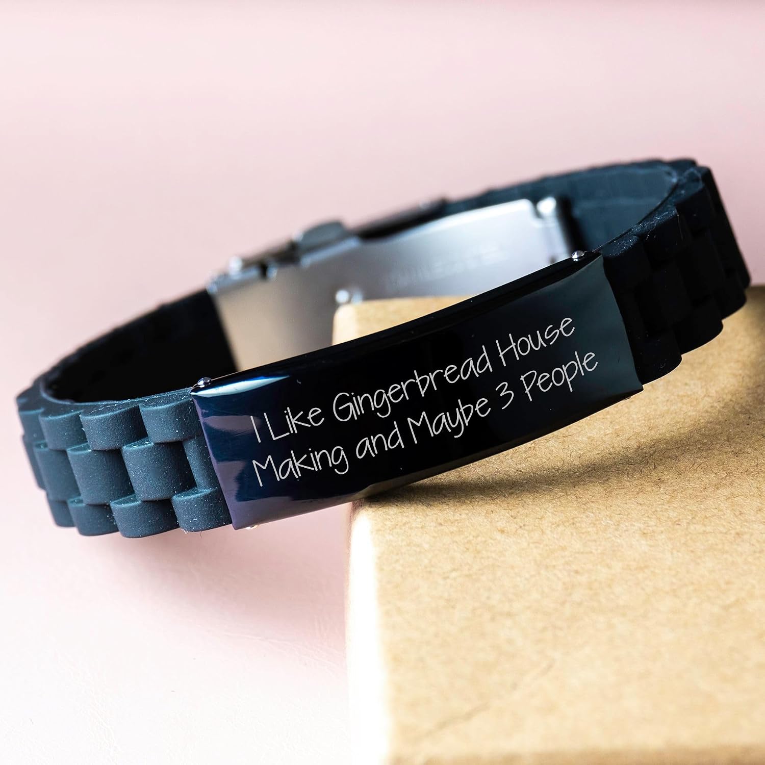 Gingerbread House Making Gifts for Women Friends Coworkers Family - Funny Quote Glide lock Clasp Bracelet from I Like Gingerbread House Making And Maybe 3 People for Birthday Unique Gifts