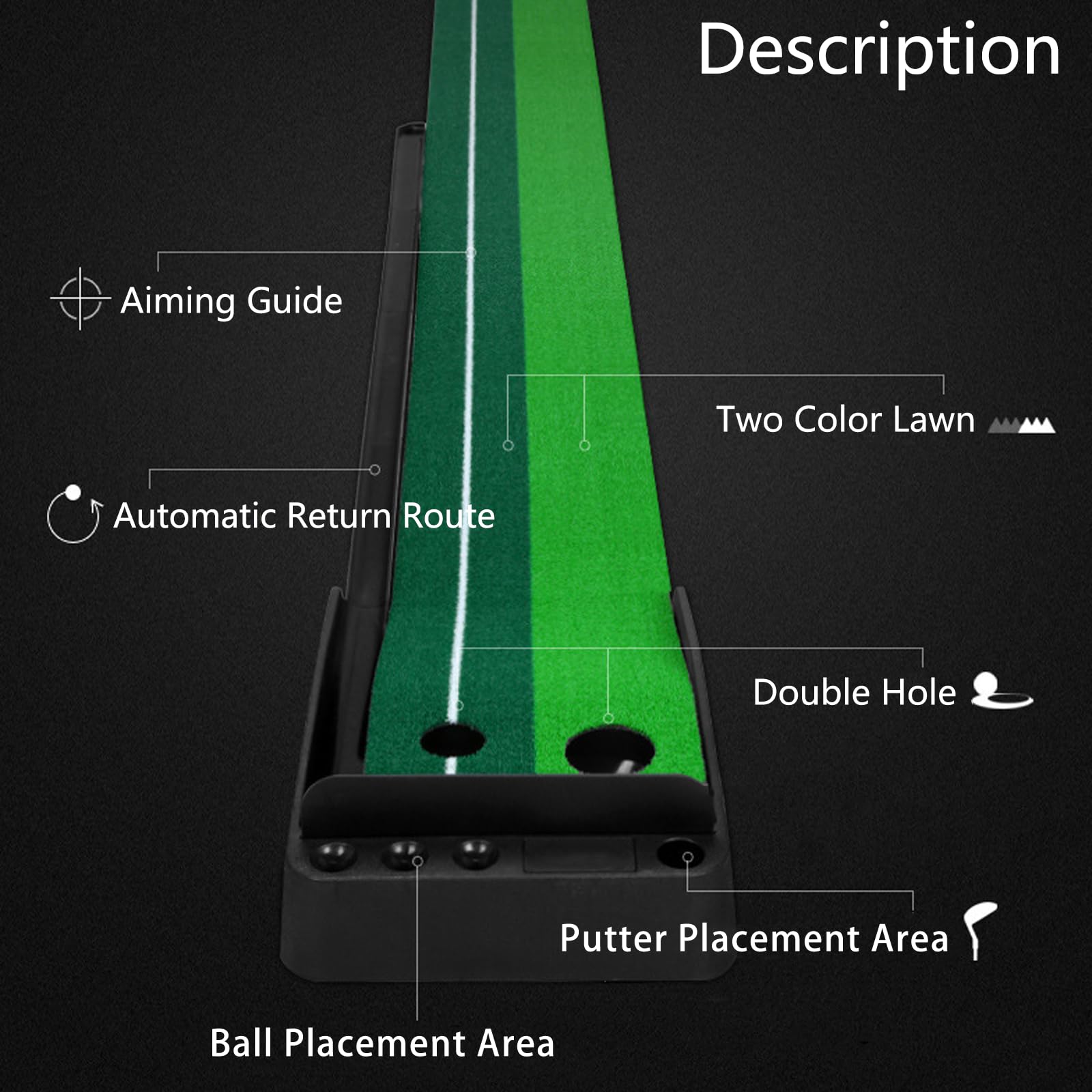 JINEKU Golf Putting Green Simulator with Adjustable Putter and Automatic Ball Return Lane, Indoor Golf Game Practice Set for Adults and Children, Gift Boxed,Rojo-2.5M