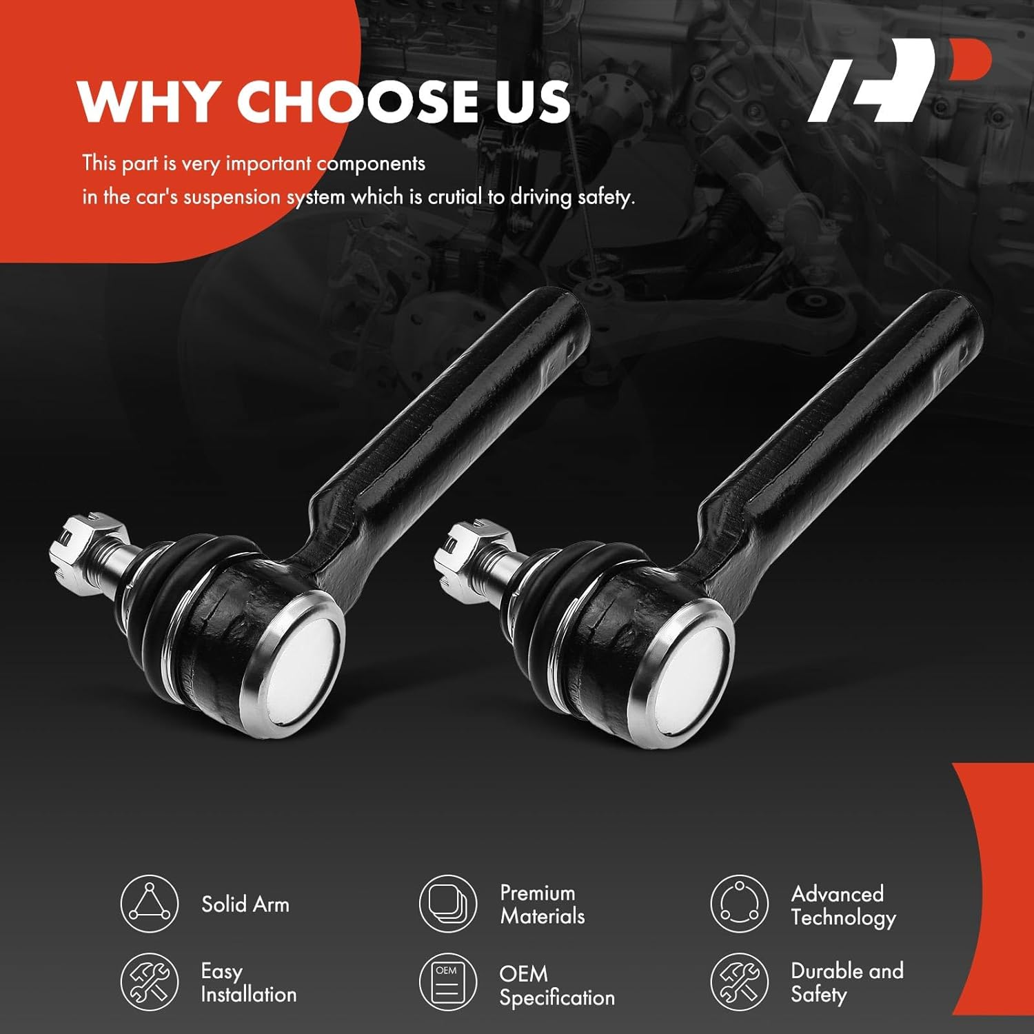 A-Premium 2 x Front Outer Tie Rod Ends, Compatible with Subaru Outback 00-14, Forester 98-19, Impreza 93-16, Crosstrek 16-19, Legacy 93-14, Ascent 19, Tribeca 08-14, WRX (STI) 13-19, Saab 9-2X 05-06