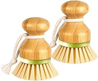 Vista 1 de Cepillo de bambú para platos, ollas, sartenes, fregadero de cocina, limpieza de sartén de hierro fundido, paquete de 2