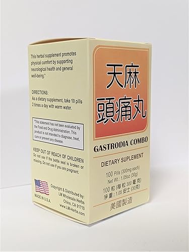 Miniatura 3 de Gastrodia Combo suplemento de hierbas ayuda a aliviar la Miraína y la fatiga general 300 mg 100 píldoras fabricadas en Estados Unidos