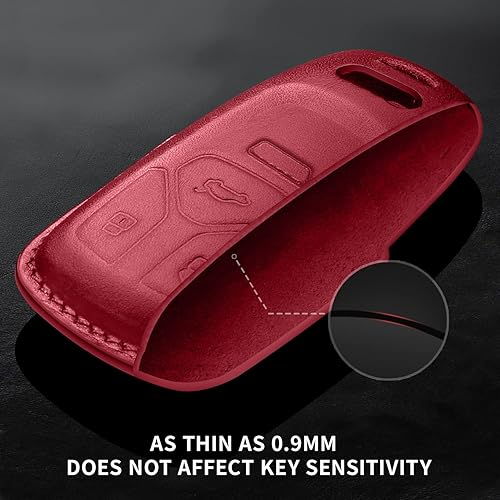 Miniatura 10 de Tukellen Funda para llavero Audi de piel auténtica con llavero, protector de cuero compatible con llave inteligente Audi A4 Q7 Q5 TT A3 A6 SQ5 R8 S5