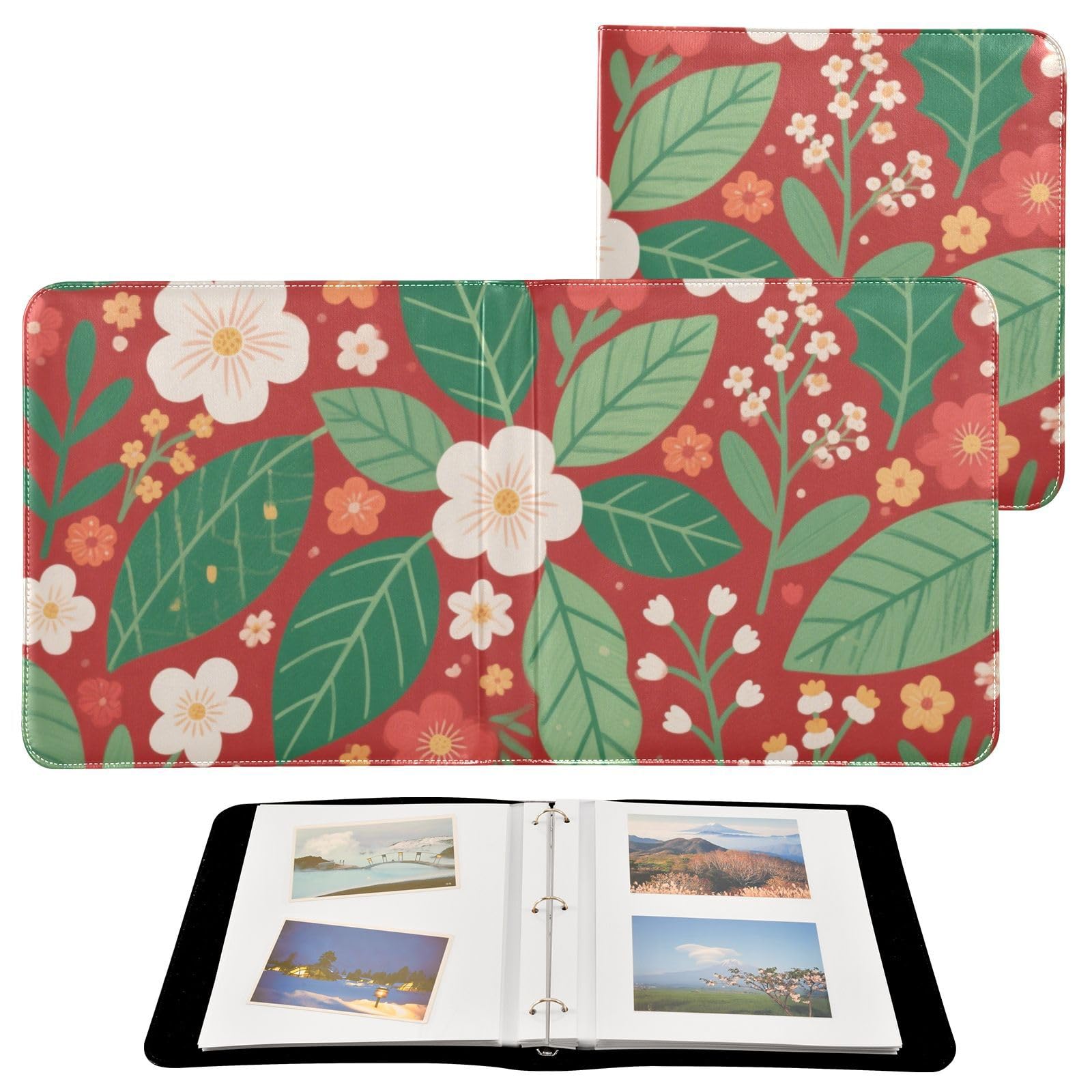 Photo Album 4x6, 5x7,6x8,Artificial Leather Photo Albums with 20 Detachable Sheets Plant Print for Family Wedding,Multi 5