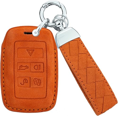 SANRILY Funda de cuero de gamuza para llavero Land Range Rover Discovery Rover Sport 2018 2019 y Jaguar XF 2021 sin llave, protección completa,