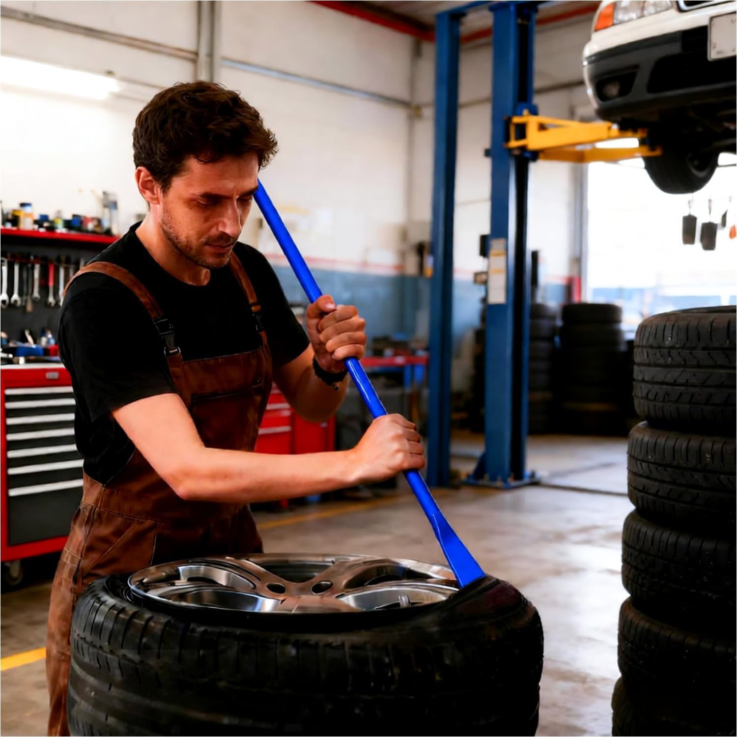 Heavy Duty Tire Spoons 38” & 30" - Professional Tire Iron Bars for Truck/SUV/Semi - Solid Steel Bead Breaker with Non-Slip Grip