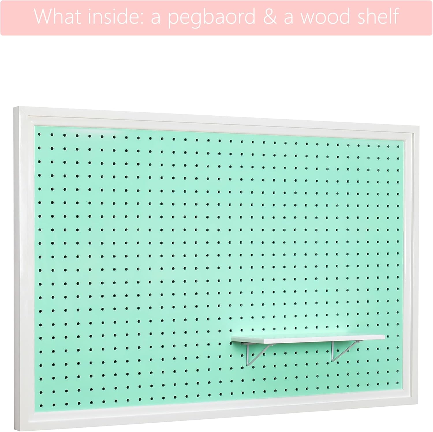 ARTAWEIN Pegboard Organizer - Craft Peg Board, Nursery Storage, Wall Organizer and More, Comes with 1 x Free Shelf Fits Most 1/4" and 1/8" Pegboard Accessories (Mint Green)