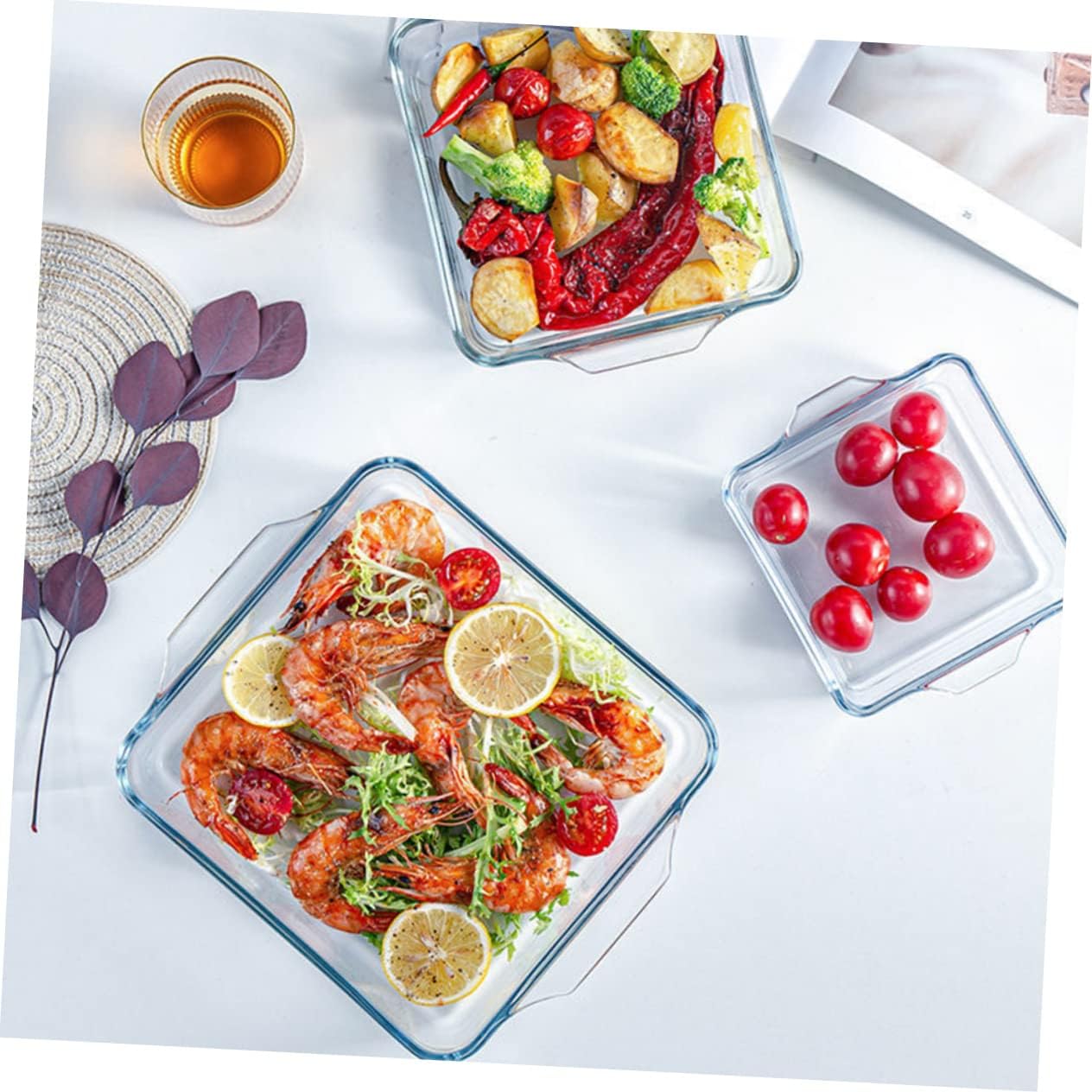 1pc Baking Tool Glass Baking Dish Lid Pizza Pan Tray Non Stick Heat Resistant Dishwasher Safe