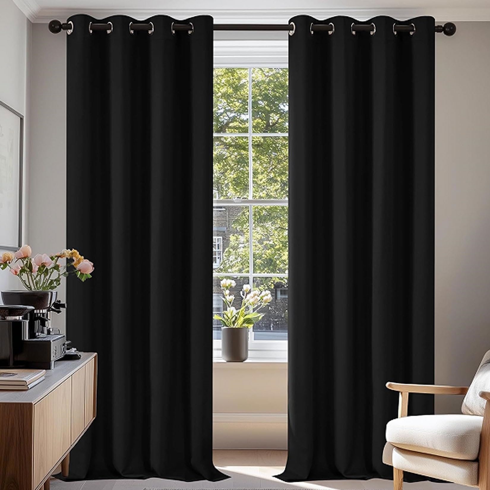 Liujyuan Black Out Curtains For Bedroom 130 X 130 Cm With Eyelet, Windproof, Room Darkening Curtains For Bedroom Thermal Insulated, Solid Color For Balcony, Kithcen Window,