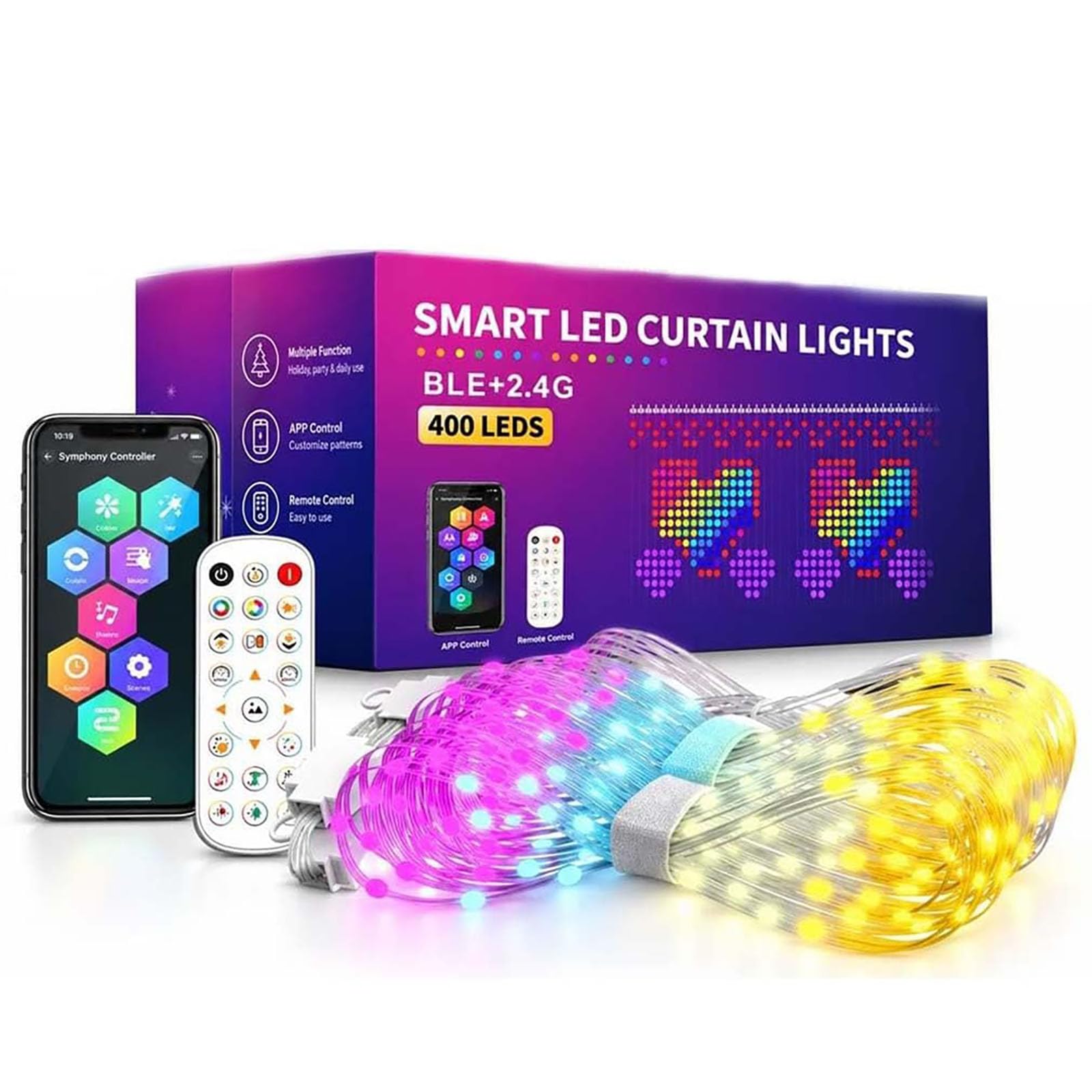 Adius Tenda Luminosa Natale con Immagini, 400 RGB LEDs (200x200cm)