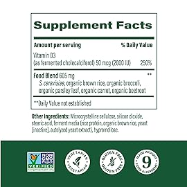 MegaFood Vitamin D3 2000 IU (50 mcg) - Vitamin D Supplements with Real Food, Immune Support, Supports Bones, Teeth & Muscles, Vegetarian, Certified Non-GMO, Kosher - 60 Tablets, 60 Servings