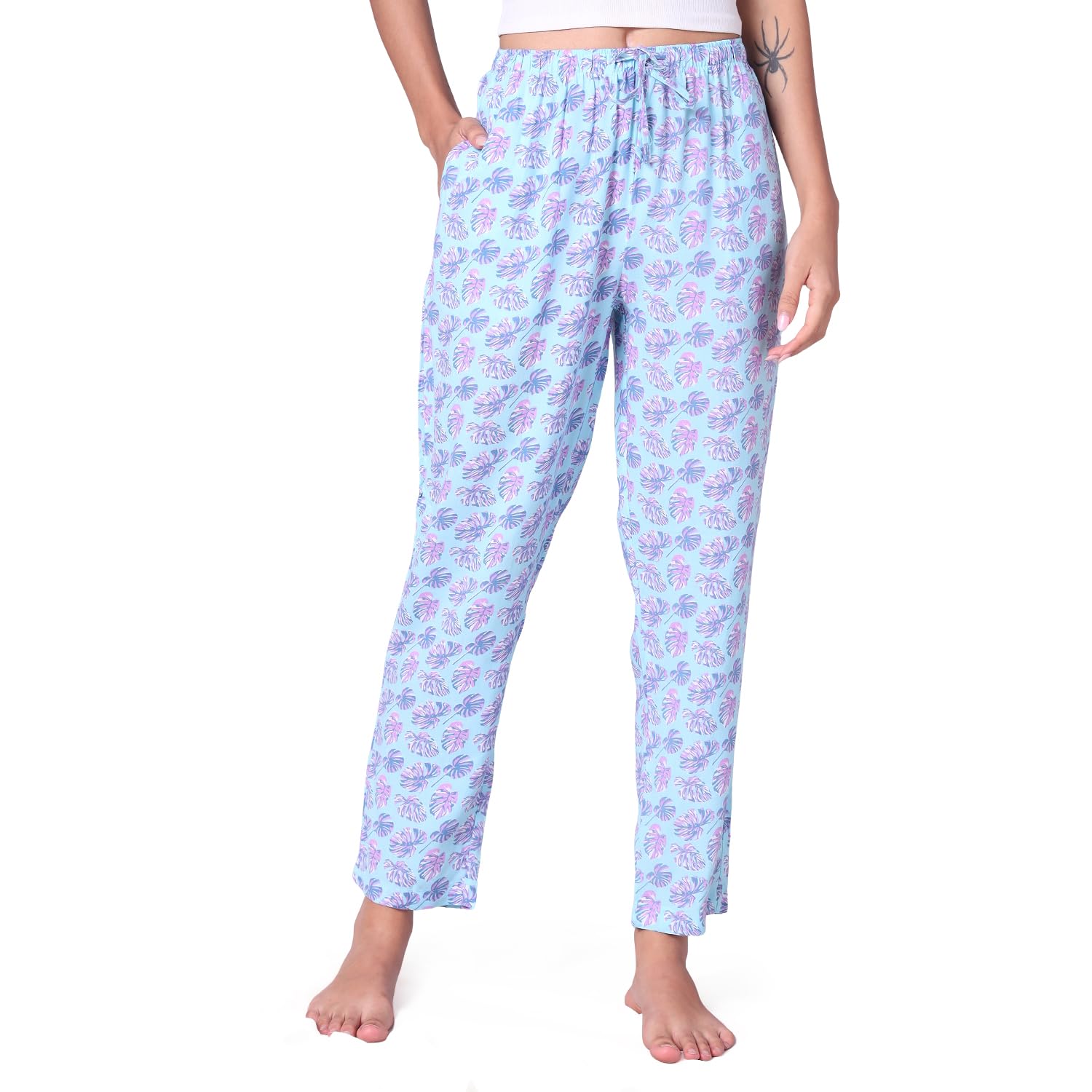 urban scottish Women Floral Printed Pyjama with Side Pockets-picture-48