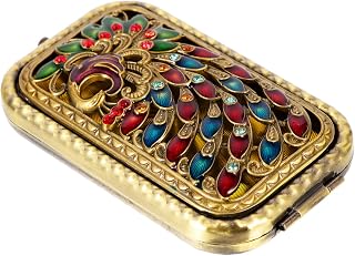 Beaupretty Vintage Mirror Vintage Makeup Mirror Portable Foldable Peacock Vanity Small Pocket Double- Sided Travel Portable Vanity