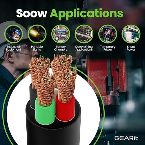Miniatura 5 de GearIT Cable de alimentación portátil 64 6 AWG (100 pies - 4 conductores) SOOW 600 V calibre 6 para cables de motor, luces portátiles, cargadores de