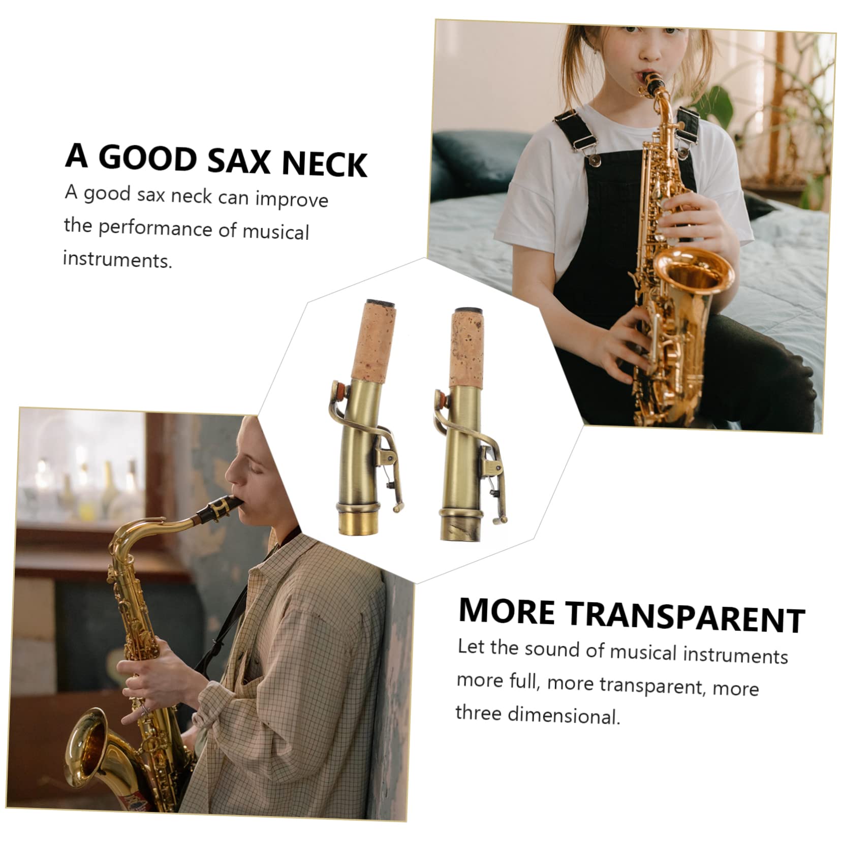 Manche Droit de Saxophone en Bronze Rétro, Lot de 2 Pièces