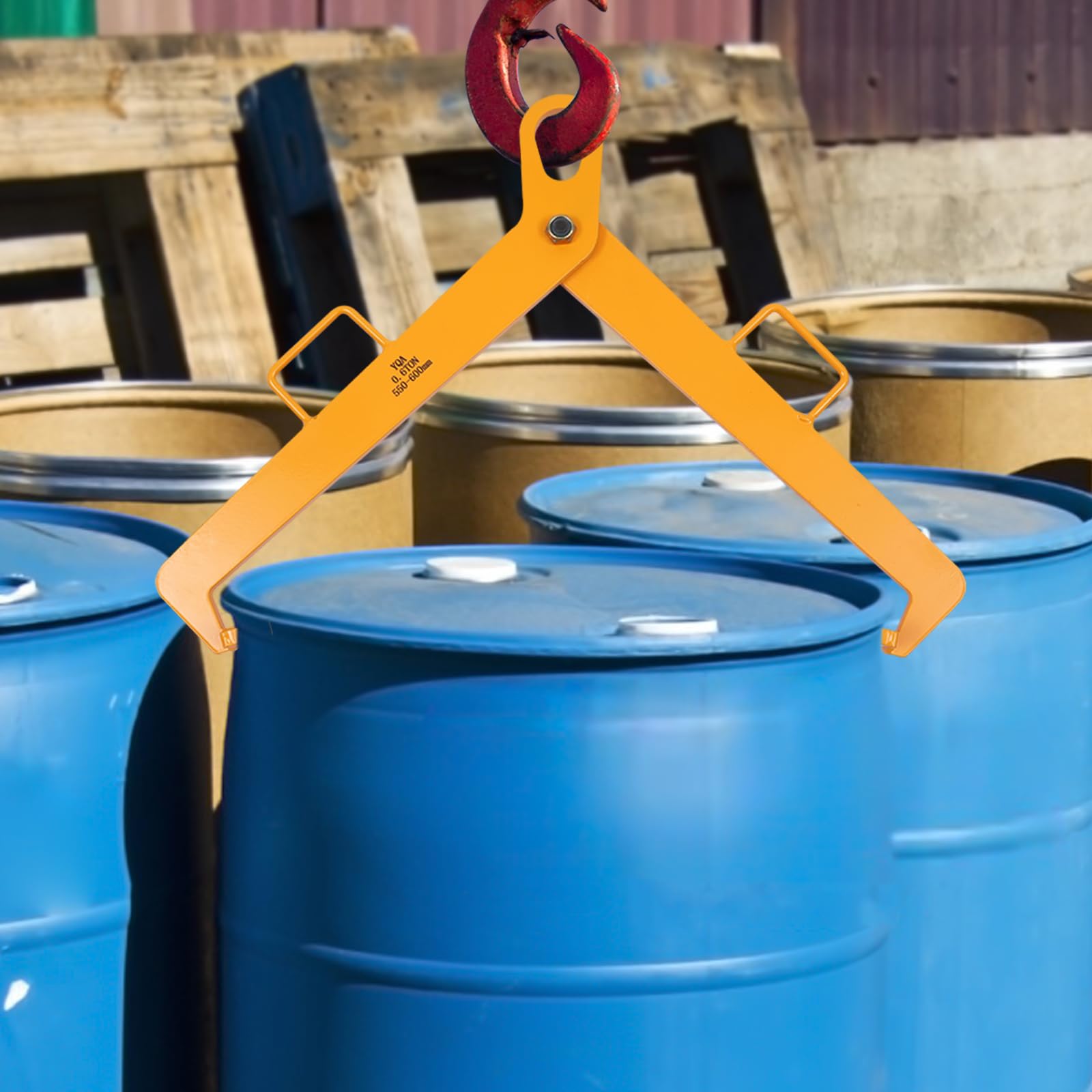 Pinza per il sollevamento dell'olio, pinza per il sollevamento della gru, portata 600 kg, diametro del tamburo applicabile: 55 – 60 cm, per il trasporto di botti di plastica, fusti in acciaio inox