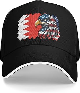 America and Bahrain Eagle Flag Baseball Cap Men Women Fashion Dad Cap Adjustable Snapback Golf Caps Vintage Trucker Hat Sports Hat Black