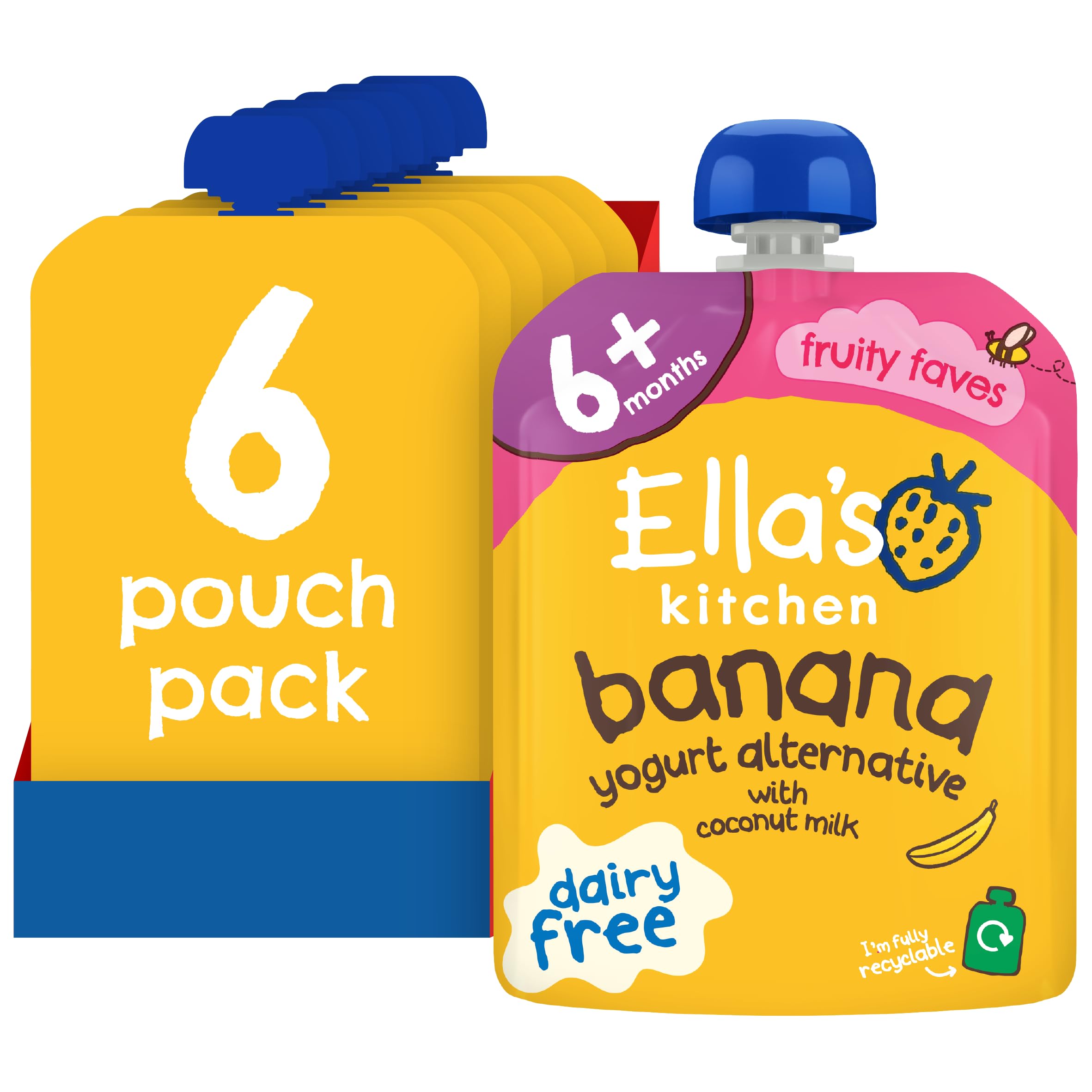 Ella's Kitchen Dairy Free Banana Yoghurt Alternative 6+ Months, Pack of 6, 540g