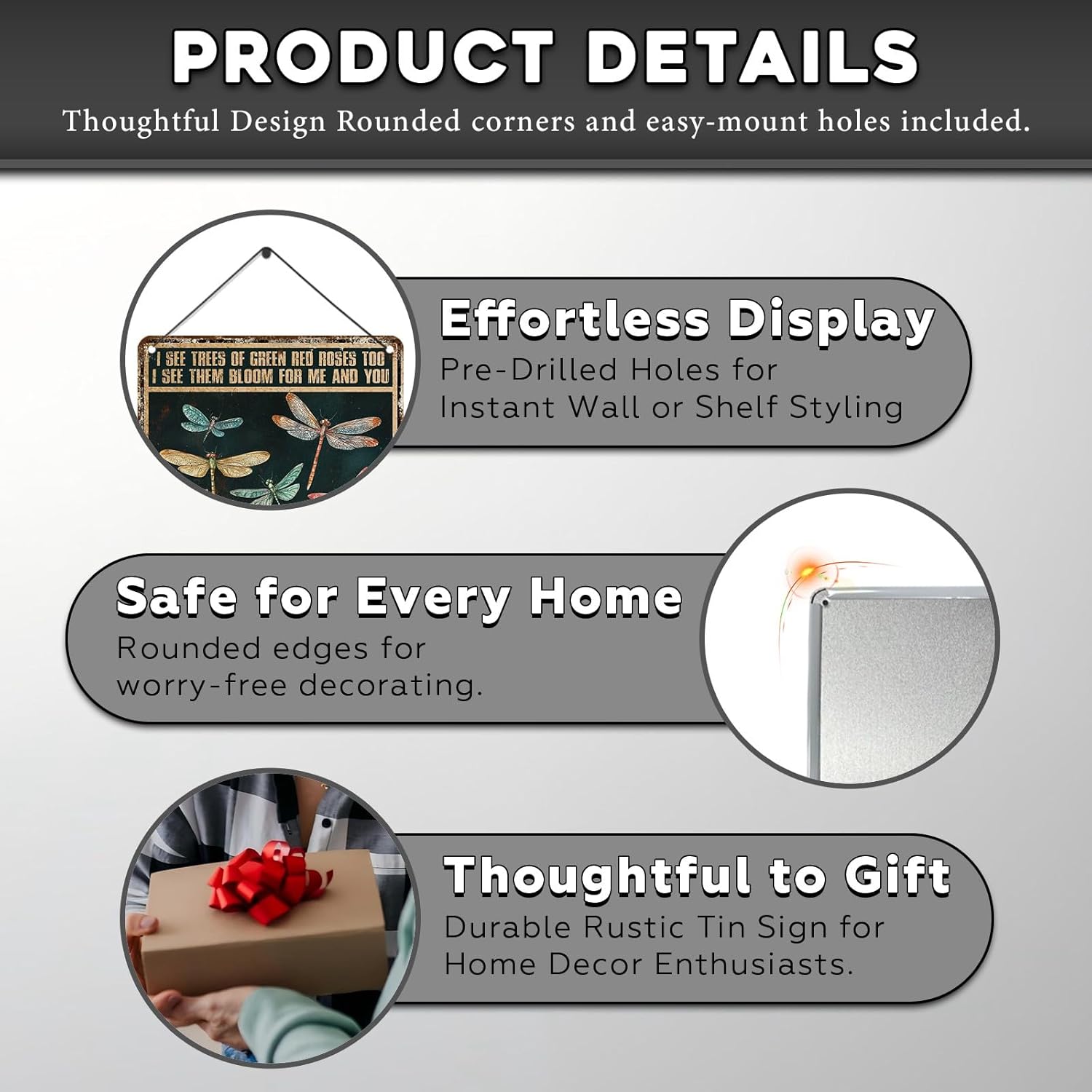 What A Wonderful World Wall Art Metal Sign Dragonfly Metal Wall Art Vintage Retro Tin Sign for Garden Yard Patio Farmhouse Bar Man Cave Home Decoration 12 * 8inch - Image 3